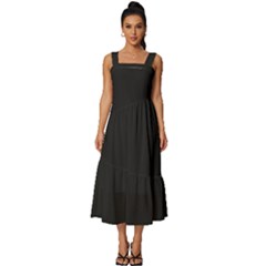 Eerie Black	 - 	square Neckline Tiered Midi Dress