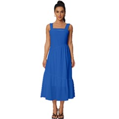 Sapphire Blue	 - 	square Neckline Tiered Midi Dress