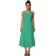 Mountain Meadow Green	 - 	square Neckline Tiered Midi Dress