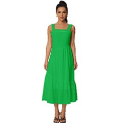 Parakeet Green	 - 	square Neckline Tiered Midi Dress