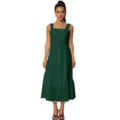 Sacramento Green	 - 	square Neckline Tiered Midi Dress