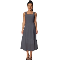 Porpoise Grey	 - 	square Neckline Tiered Midi Dress