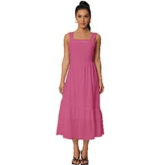 Mystic Pink	 - 	square Neckline Tiered Midi Dress