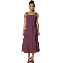 Old Mauve Purple	 - 	square Neckline Tiered Midi Dress by ColorfulDresses