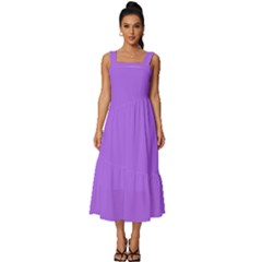 Orchid Purple	 - 	square Neckline Tiered Midi Dress by ColorfulDresses