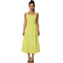 Light Lime Yellow	 - 	Square Neckline Tiered Midi Dress View1