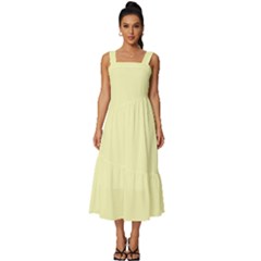 Parchment Yellow	 - 	square Neckline Tiered Midi Dress by ColorfulDresses