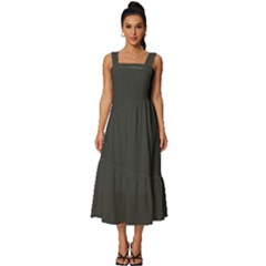 Olive Black	 - 	square Neckline Tiered Midi Dress