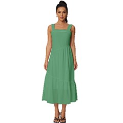 Shiny Shamrock Green	 - 	square Neckline Tiered Midi Dress by ColorfulDresses