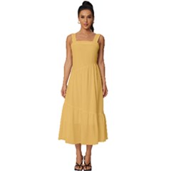 Sunset Gold	 - 	square Neckline Tiered Midi Dress