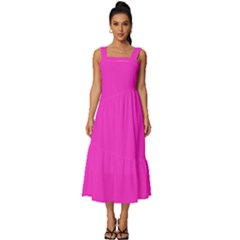 Razzle Dazzle Rose Pink	 - 	Square Neckline Tiered Midi Dress