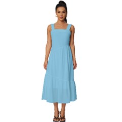 Baby Blue	 - 	Square Neckline Tiered Midi Dress