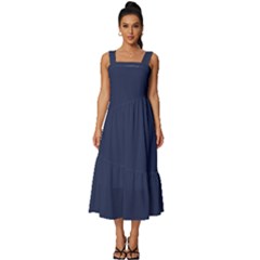 Blue Depths	 - 	square Neckline Tiered Midi Dress