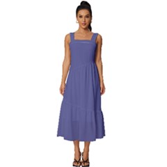 Blue Iris	 - 	square Neckline Tiered Midi Dress