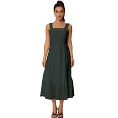 Charleston Green	 - 	square Neckline Tiered Midi Dress by ColorfulDresses