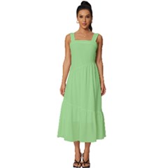 Granny Smith Apple Green	 - 	square Neckline Tiered Midi Dress