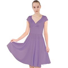 Dusty Lavender Purple	 - 	cap Sleeve Front Wrap Midi Dress by ColorfulDresses