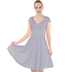 Rhino Grey	 - 	cap Sleeve Front Wrap Midi Dress by ColorfulDresses