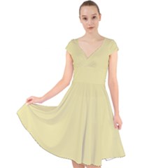 Yellow Iris	 - 	cap Sleeve Front Wrap Midi Dress by ColorfulDresses