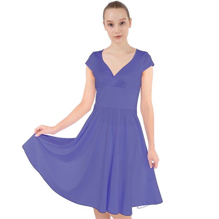 Blue Iris	 - 	Cap Sleeve Front Wrap Midi Dress