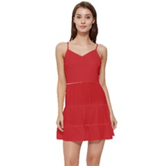 Amaranth Red	 - 	short Frill Dress by ColorfulDresses