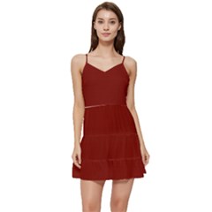 Barn Red	 - 	short Frill Dress by ColorfulDresses