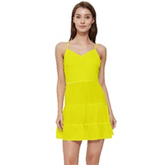 Lemon Glacier Yellow	 - 	short Frill Dress by ColorfulDresses