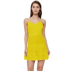 Bumblebee Yellow	 - 	short Frill Dress by ColorfulDresses