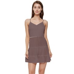 Deep Taupe	 - 	short Frill Dress by ColorfulDresses