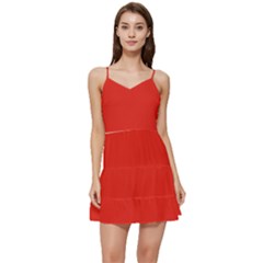 Lava Red	 - 	short Frill Dress by ColorfulDresses