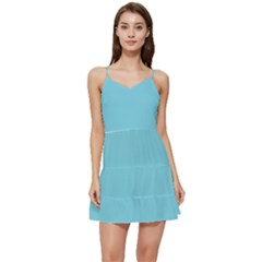 Middle Blue	 - 	short Frill Dress by ColorfulDresses