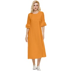 Apricot Orange	 - 	double Cuff Midi Dress by ColorfulDresses