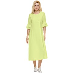 Key Lime Yellow	 - 	double Cuff Midi Dress by ColorfulDresses