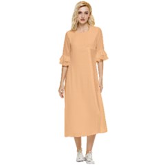 Mellow Apricot Orange	 - 	double Cuff Midi Dress by ColorfulDresses