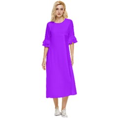 Vivid Violet Purple	 - 	double Cuff Midi Dress by ColorfulDresses