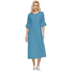 Blue Moon	 - 	double Cuff Midi Dress by ColorfulDresses