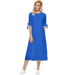 Absolute Zero Blue	 - 	bow Sleeve Chiffon Midi Dress