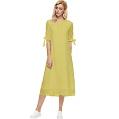 Ceylon Yellow	 - 	bow Sleeve Chiffon Midi Dress by ColorfulDresses