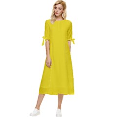 Corn Yellow	 - 	bow Sleeve Chiffon Midi Dress by ColorfulDresses