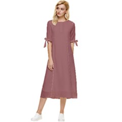 Marsala Brown	 - 	bow Sleeve Chiffon Midi Dress by ColorfulDresses