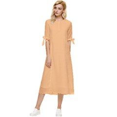 Mellow Apricot Orange	 - 	bow Sleeve Chiffon Midi Dress by ColorfulDresses