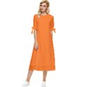 Pumpkin Orange	 - 	Bow Sleeve Chiffon Midi Dress View1