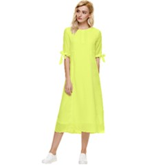 Lemon Yellow	 - 	bow Sleeve Chiffon Midi Dress by ColorfulDresses