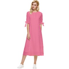 Rouge Pink	 - 	bow Sleeve Chiffon Midi Dress by ColorfulDresses