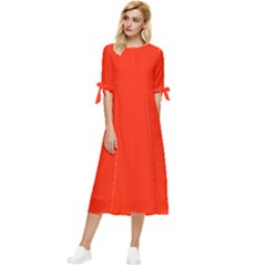 Scarlet Red	 - 	bow Sleeve Chiffon Midi Dress by ColorfulDresses