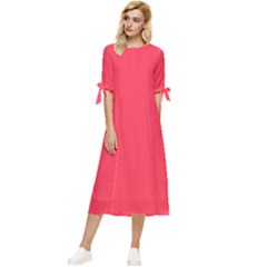 Sizzling Red	 - 	bow Sleeve Chiffon Midi Dress by ColorfulDresses