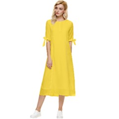 Vibrant Yellow	 - 	bow Sleeve Chiffon Midi Dress by ColorfulDresses