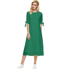 Cadmium Green	 - 	bow Sleeve Chiffon Midi Dress by ColorfulDresses