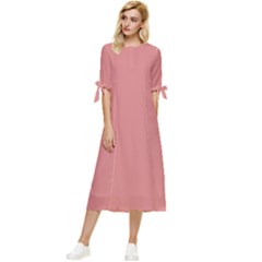 New York Pink	 - 	bow Sleeve Chiffon Midi Dress by ColorfulDresses