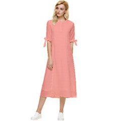 Peach Pink	 - 	Bow Sleeve Chiffon Midi Dress